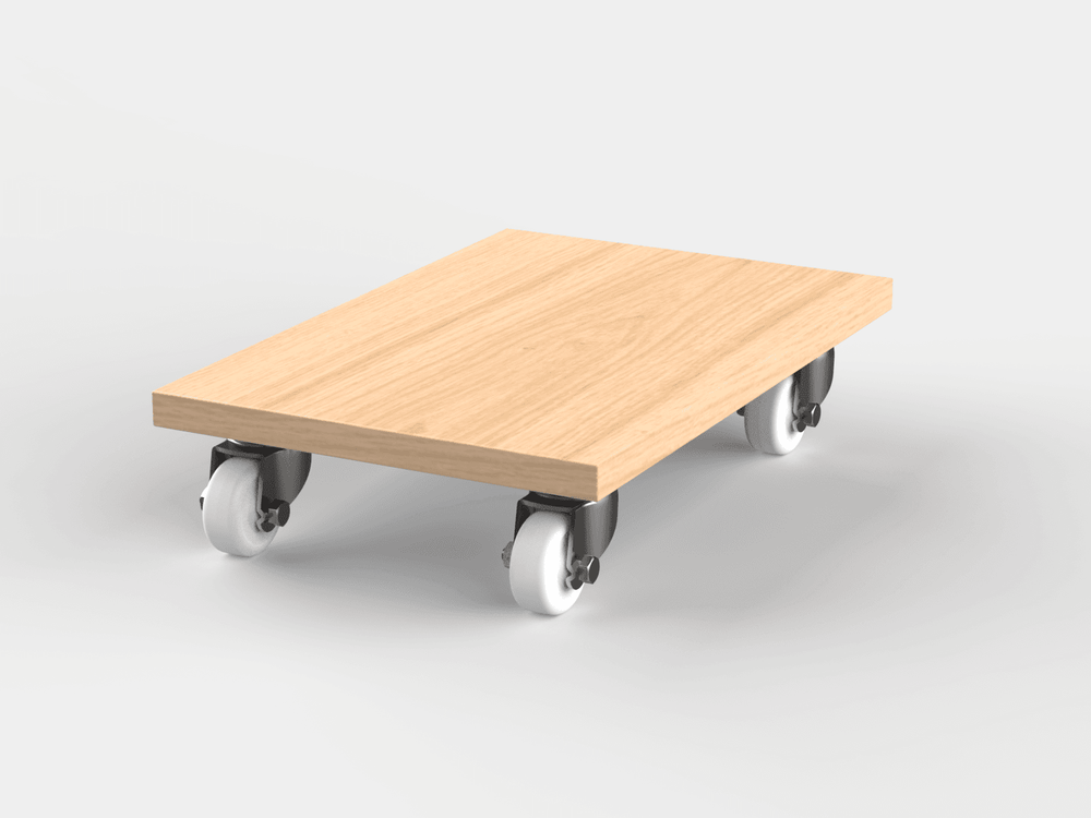 Orgemy wooden CPU trolley with wheels, light wood texture for tower PC.
