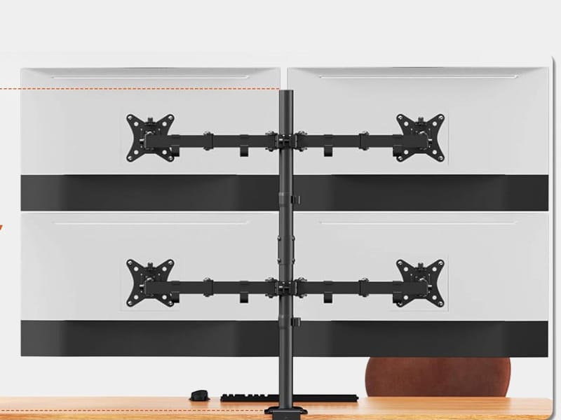 Back view of VESA plate on articulating monitor arm.