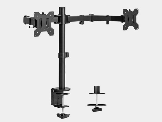 Orgemy dual monitor arm with heavy-duty black steel construction for two screens