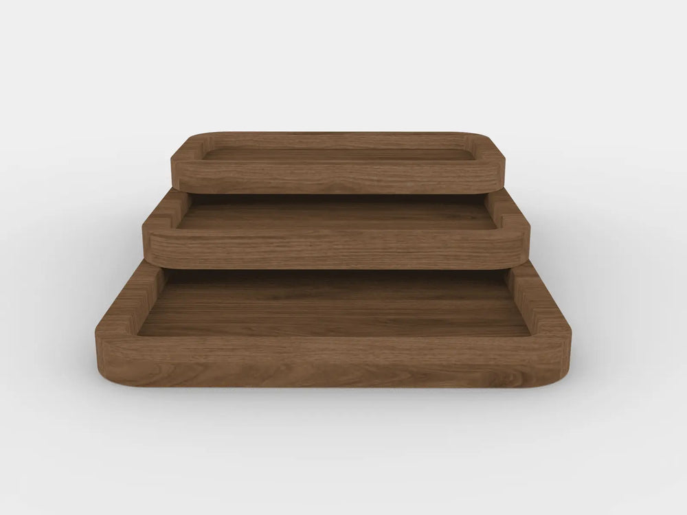 3 Piece Storage Desk Tray Set – Solid Wood Organizer Collection
