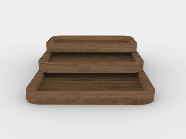 3 Piece Storage Desk Tray Set – Solid Wood Organizer Collection