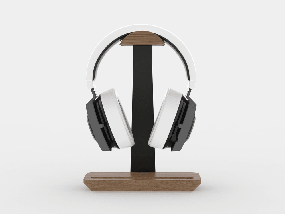 Wooden Headphone Stand desk accessories by Orgemy