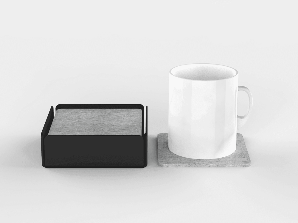 felt coasters with metal holder