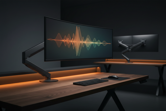 Orgemy ergonomic workspace bundle with monitor arm, wrist rests and footrest