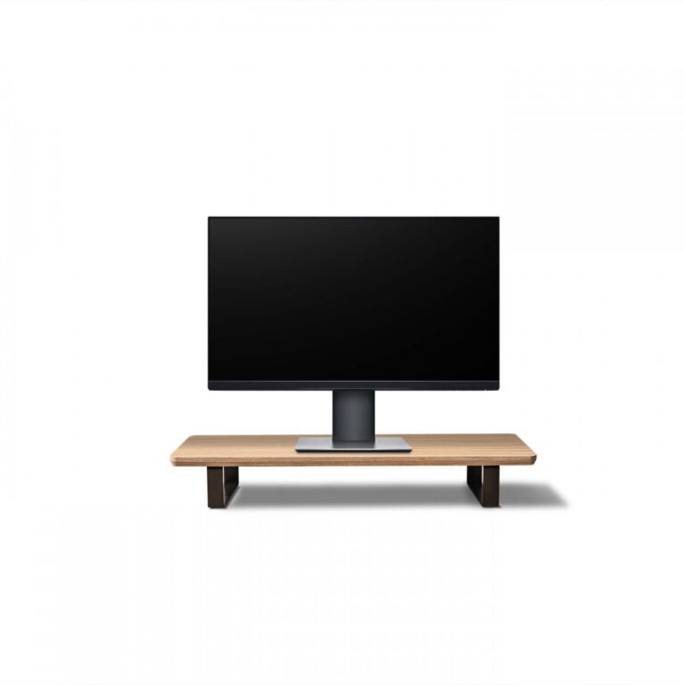 Small Desk Shelf Monitor Stand  – Classic – Oak – Black