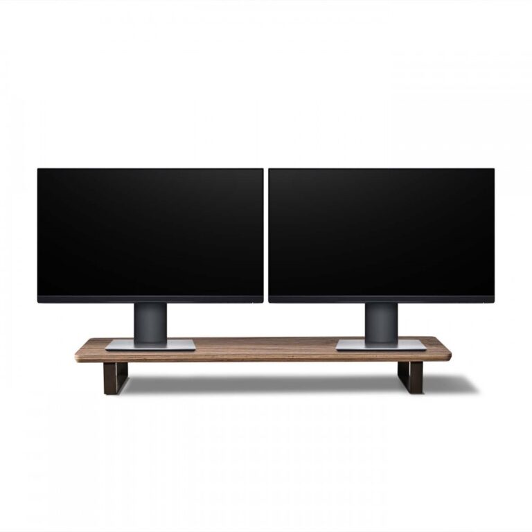 Wooden Desk Shelf – Classic Large – Walnut Plywood – Black